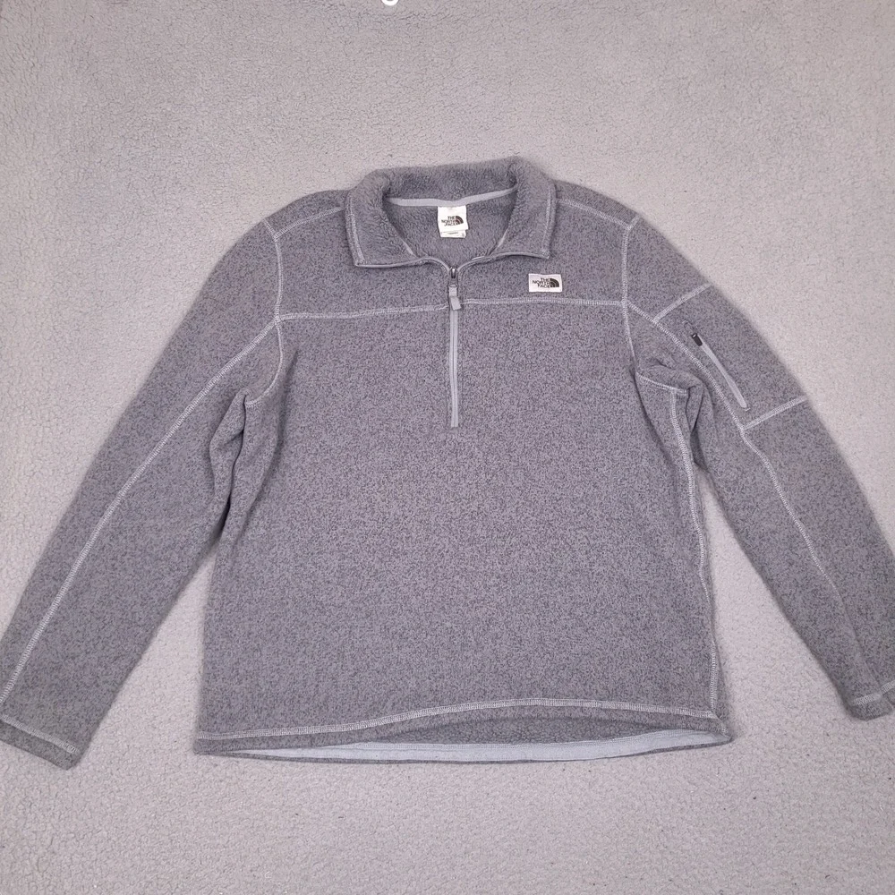 The North Face Mens XL Gordon Lyons 1/4 Zip Fleece Pullover Heather Grey Sweater